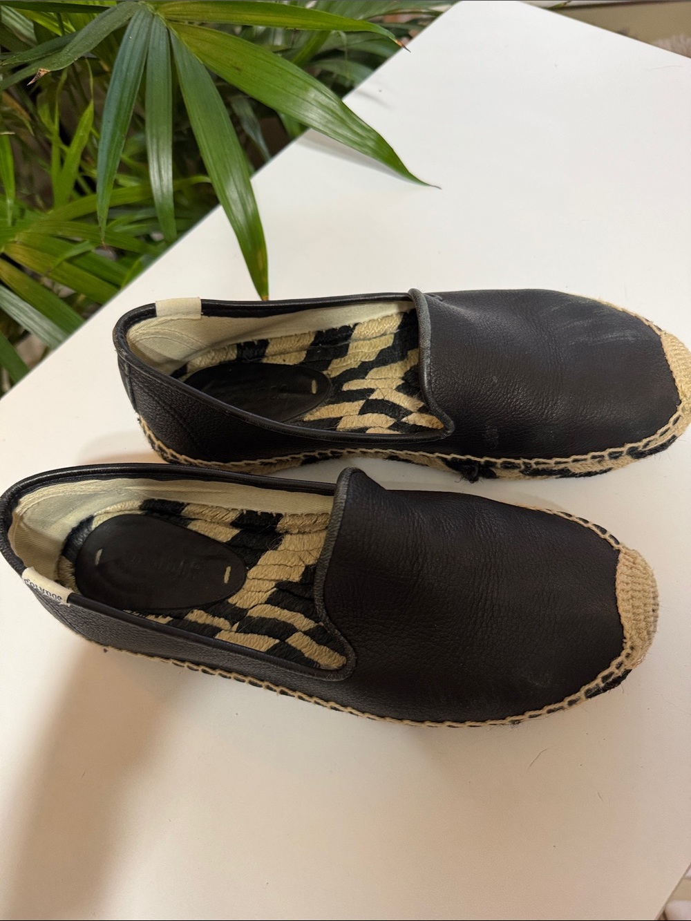 Soludos Black Espadrille Flats with Natural Jute Trim